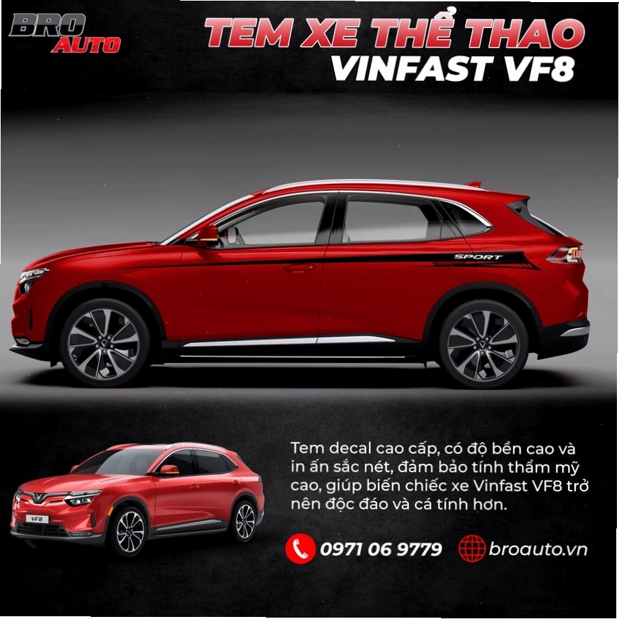 Bảng giá tem xe VinFast VF8 chi tiết và minh bạch