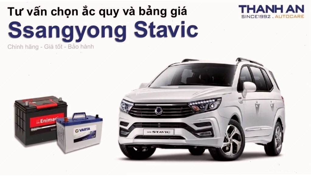 Bình ắc quy Sanyang cho xe Ssangyong Stavic với thông số kỹ thuật rõ ràng