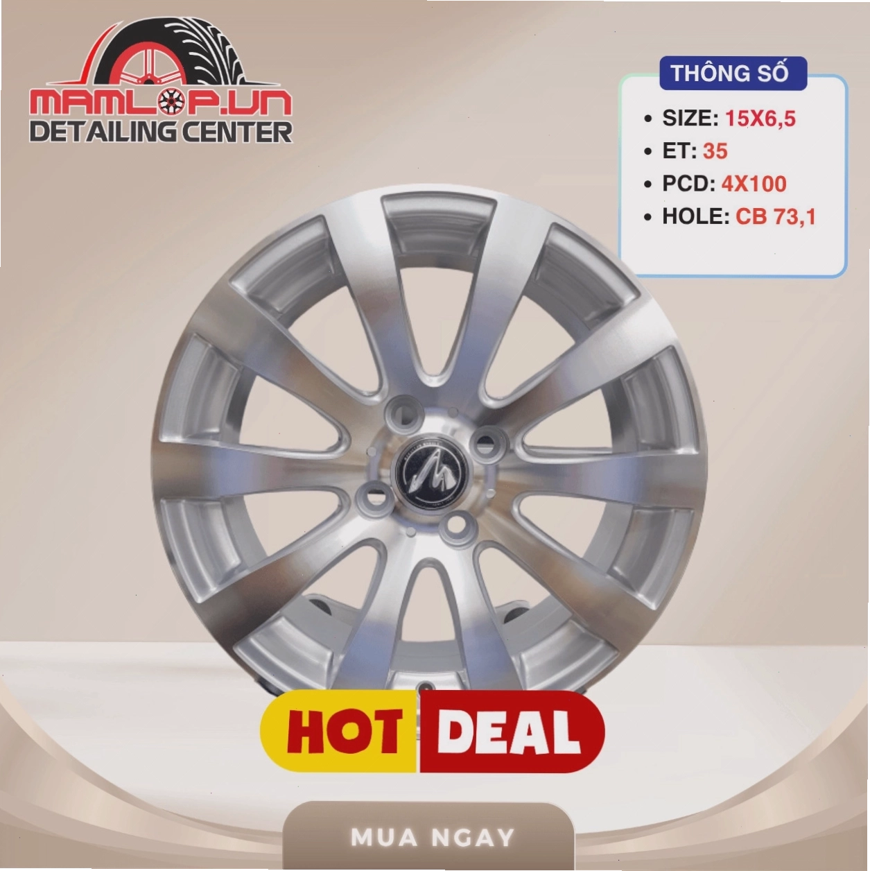 Bộ 04 lazang ô tô 15inch PCD 4X100