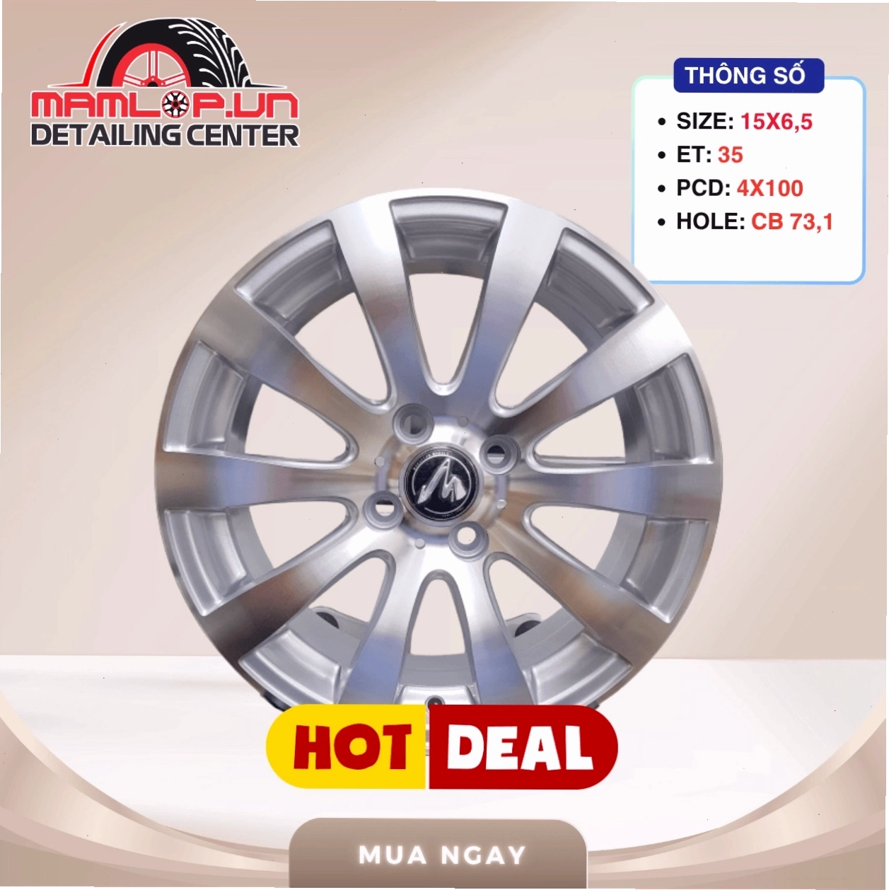 Bộ 04 lazang ô tô 15inch PCD 4X100