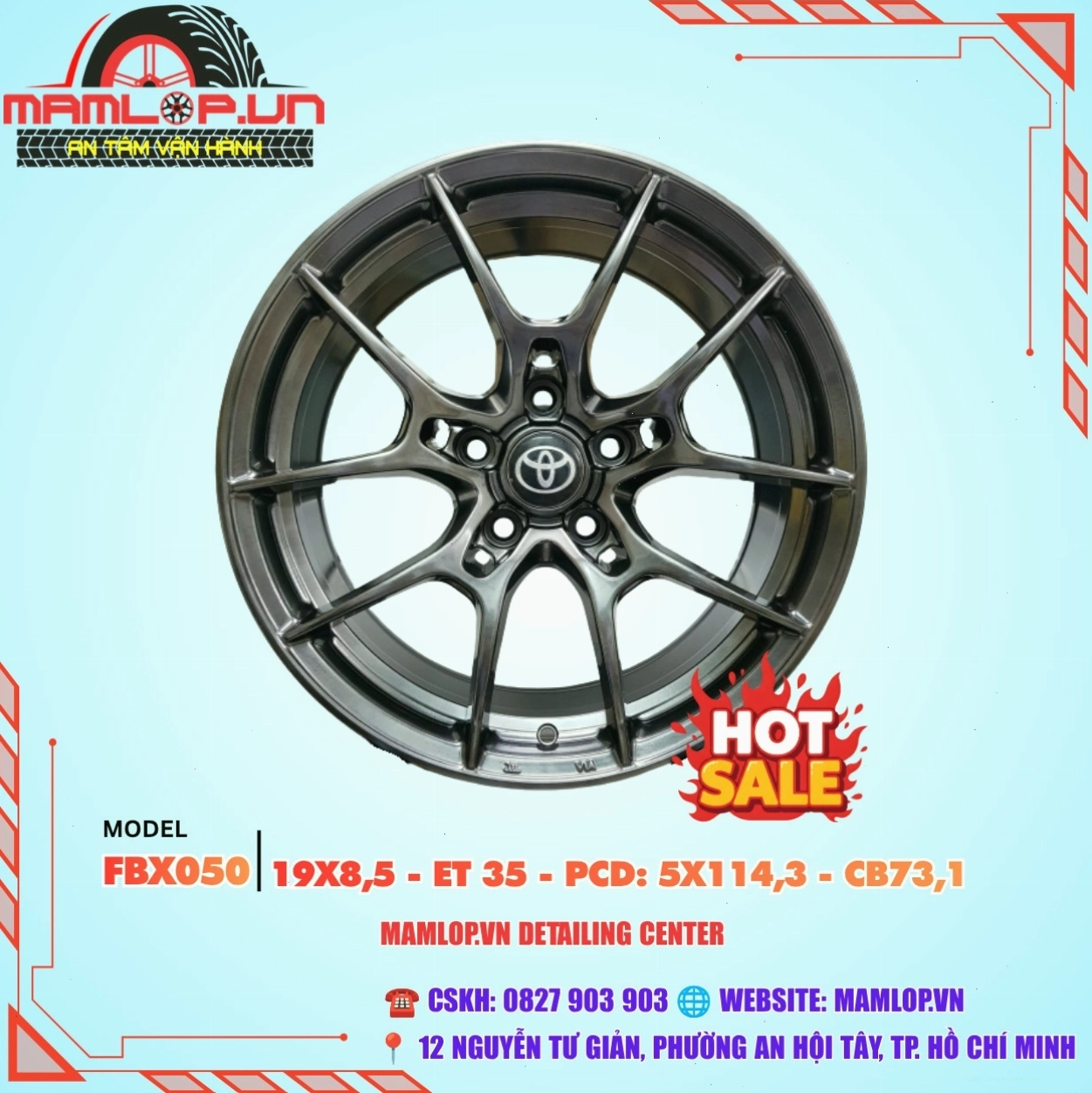 Bộ 04 Lazang ô tô 19inch thiết kế đa chấu màu xám bóng