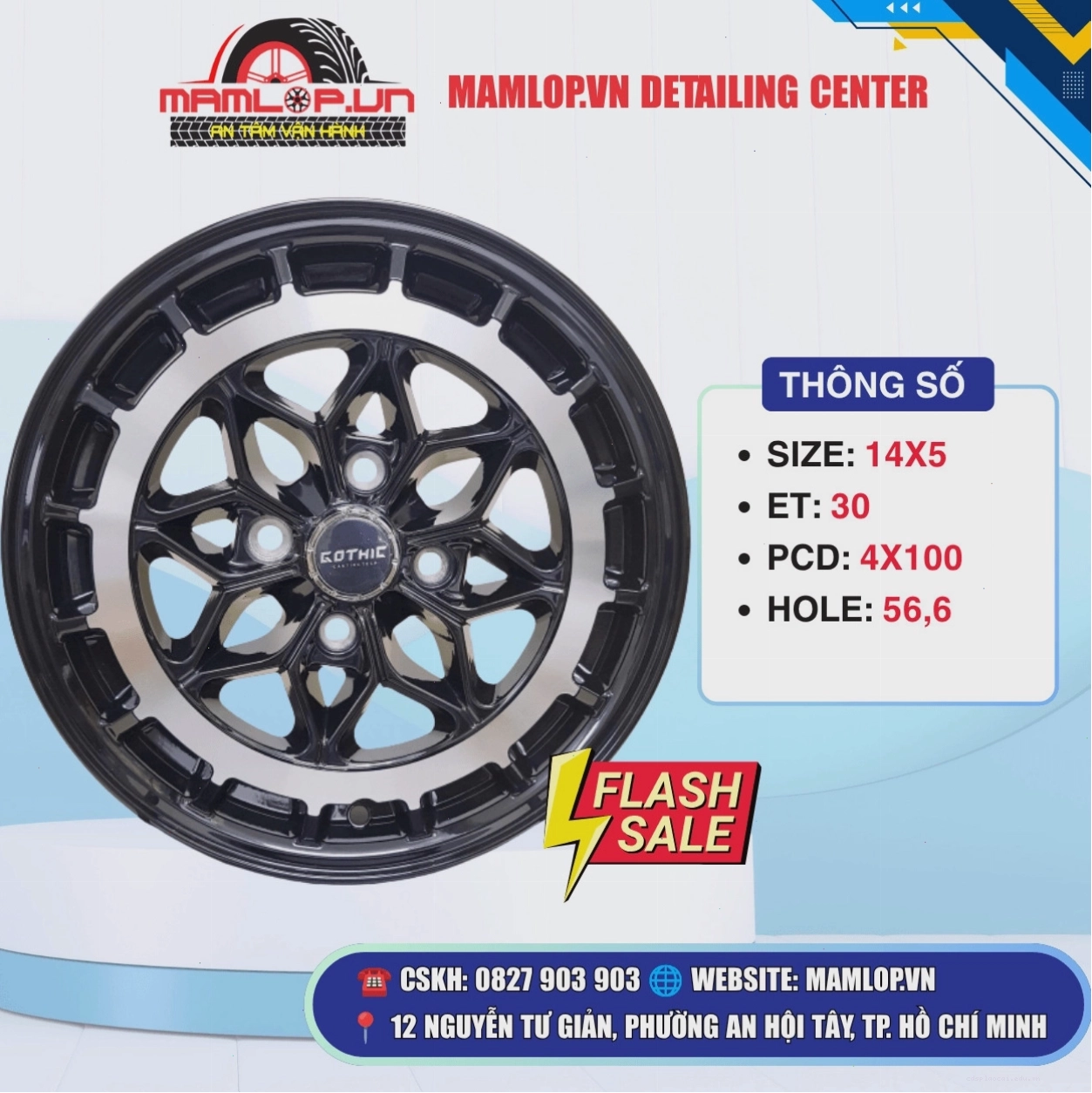 Bộ mâm đúc Gothic 14inch cho xe Kia Morning
