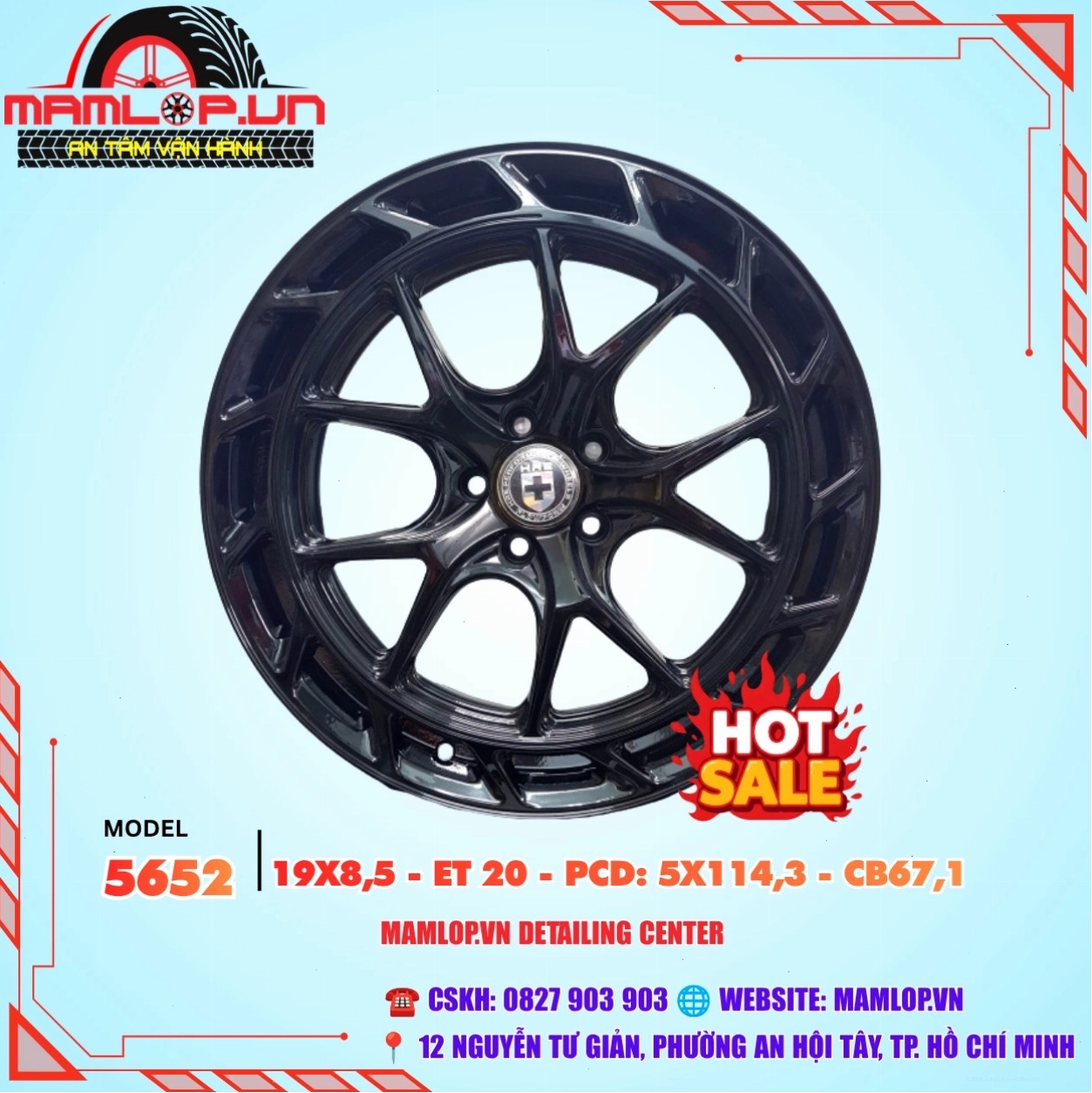 Bộ mâm Lazang 19 inch HRE màu đen bóng cho xe Mazda
