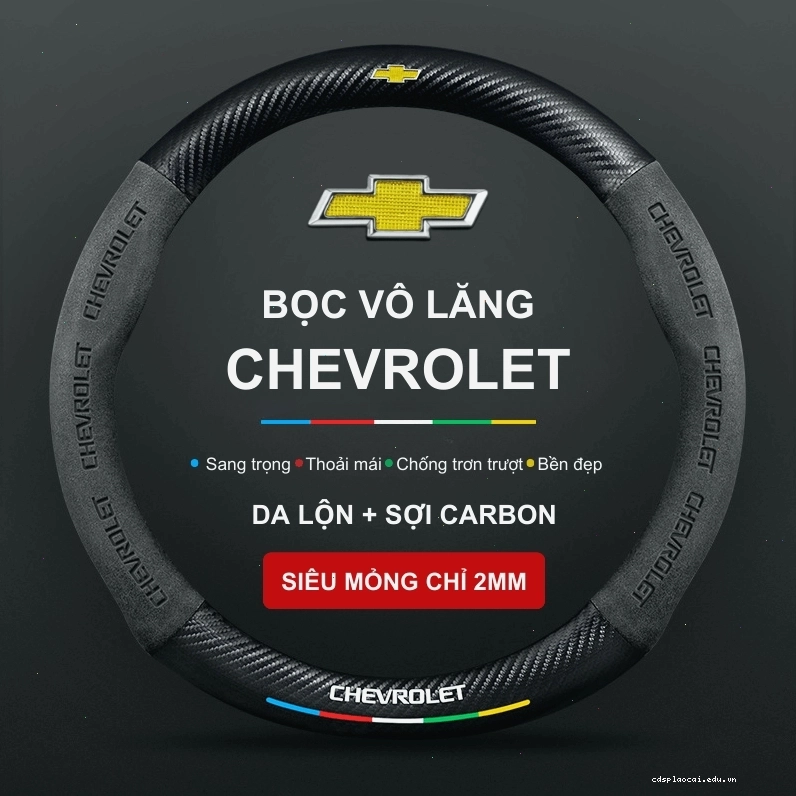 Bọc vô lăng xe Chevrolet bằng da lộn 3D kết hợp sợi carbon thể thao