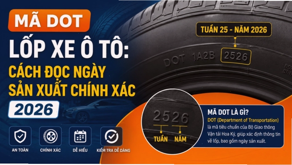 Cách đọc mã DOT trên lốp xe ô tô để xác định ngày sản xuất