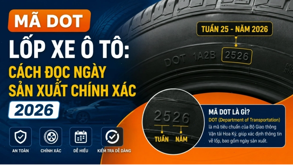 Cách đọc mã DOT trên lốp xe ô tô để xác định ngày sản xuất