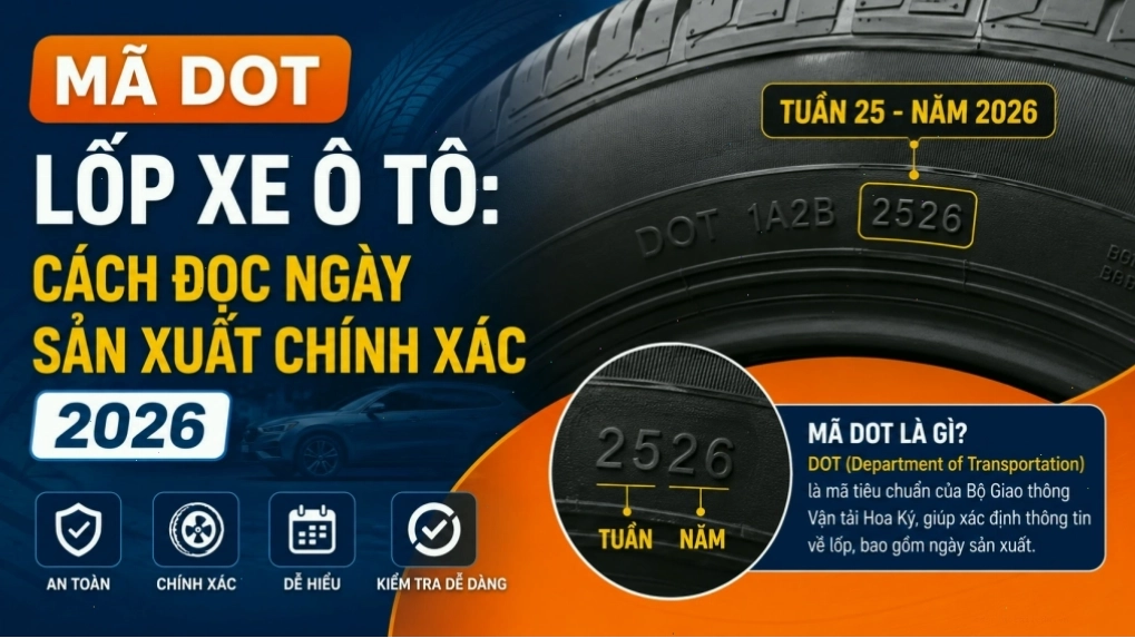 Cách đọc mã DOT và ngày sản xuất trên lốp xe ô tô