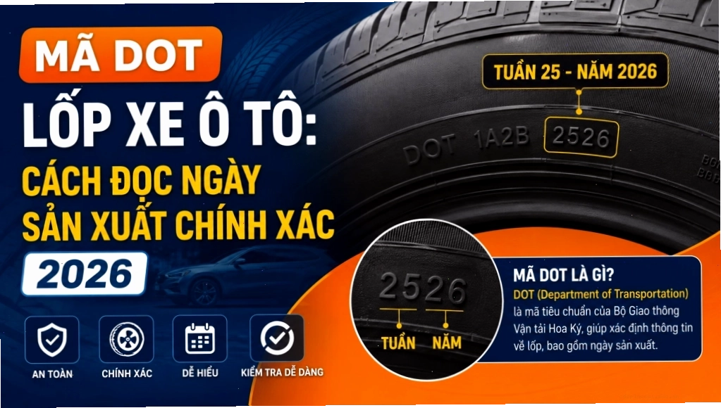 Cách đọc mã DOT và ngày sản xuất trên lốp xe ô tô