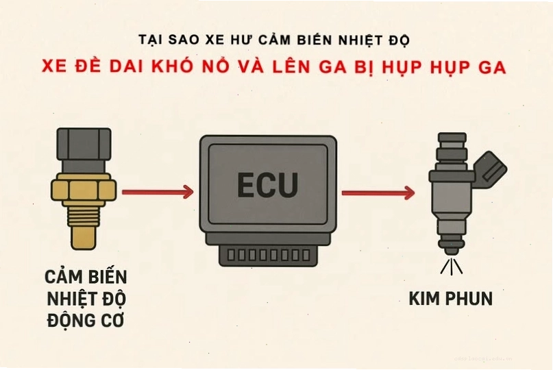 Cảm biến nhiệt độ động cơ ECT trên xe máy