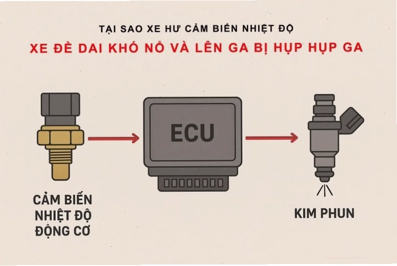 Cận cảnh bộ phận cảm biến ECT trên xe máy