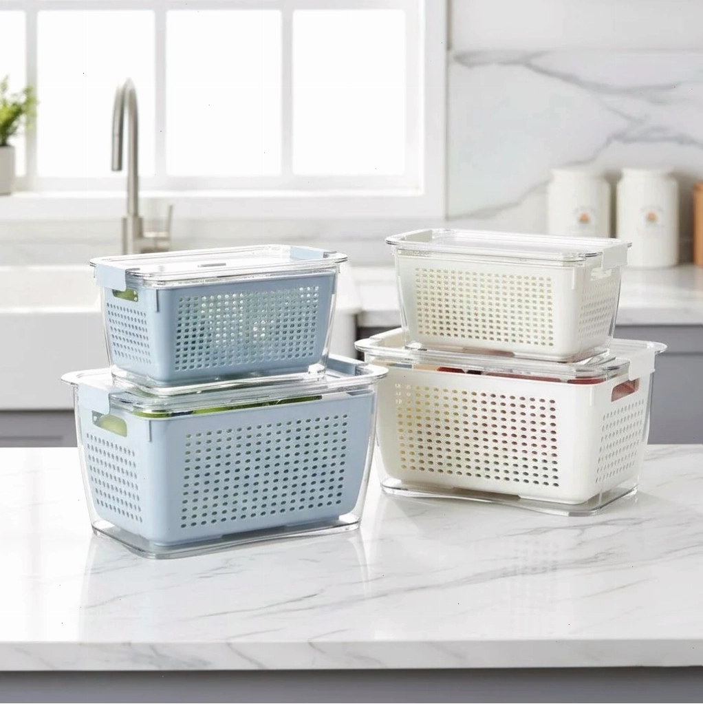 Cận cảnh hộp đựng rau củ hai lớp My Home với khả năng thoát nước