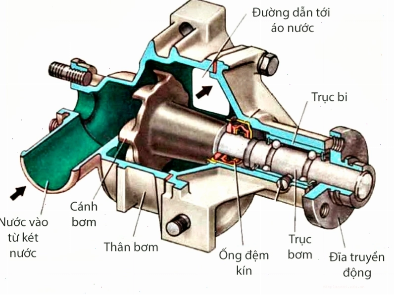 Cấu tạo chi tiết của máy bơm nước ô tô