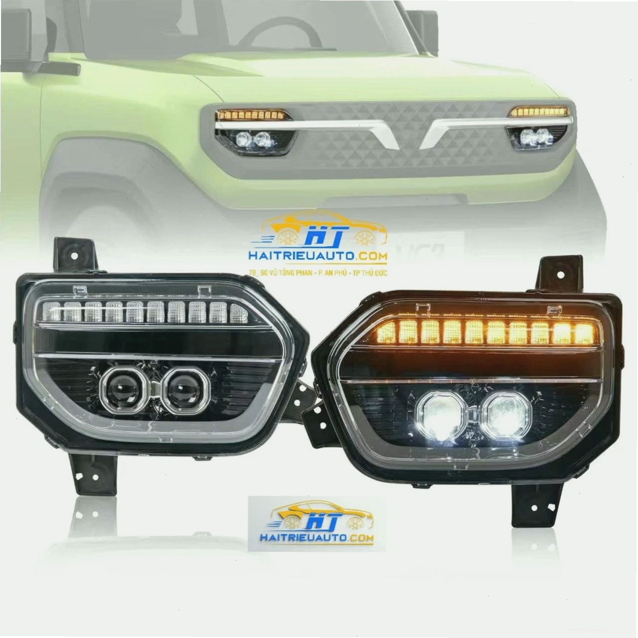 Chi tiết bộ đèn pha độ cho xe Vinfast VF3