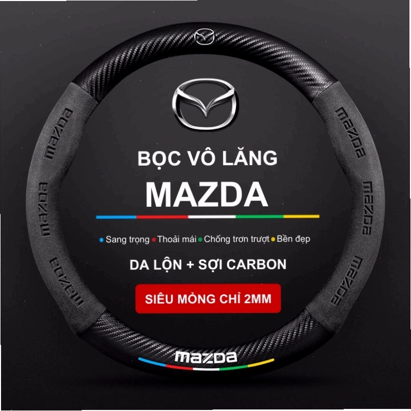 Chi tiết đường vân sợi Carbon trên bọc vô lăng Mazda