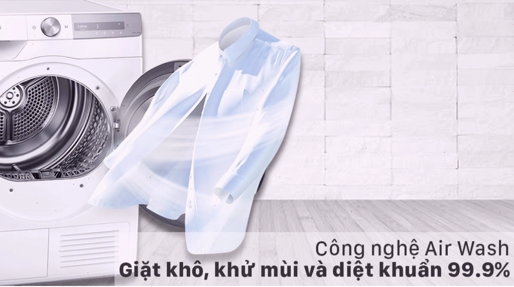 Công nghệ Air Wash trên máy sấy Samsung giúp khử mùi hiệu quả
