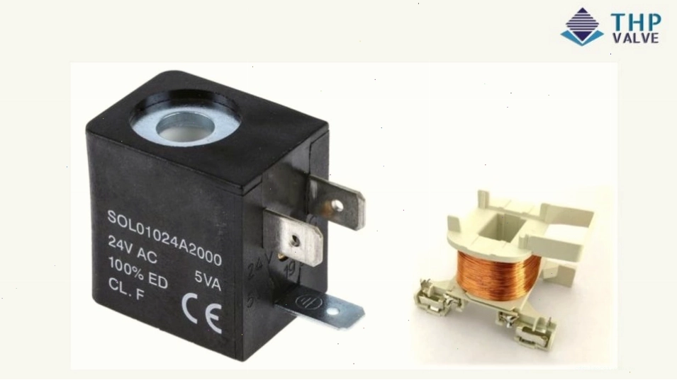 Cuộn coil van điện từ 24VDC màu xanh đặc trưng