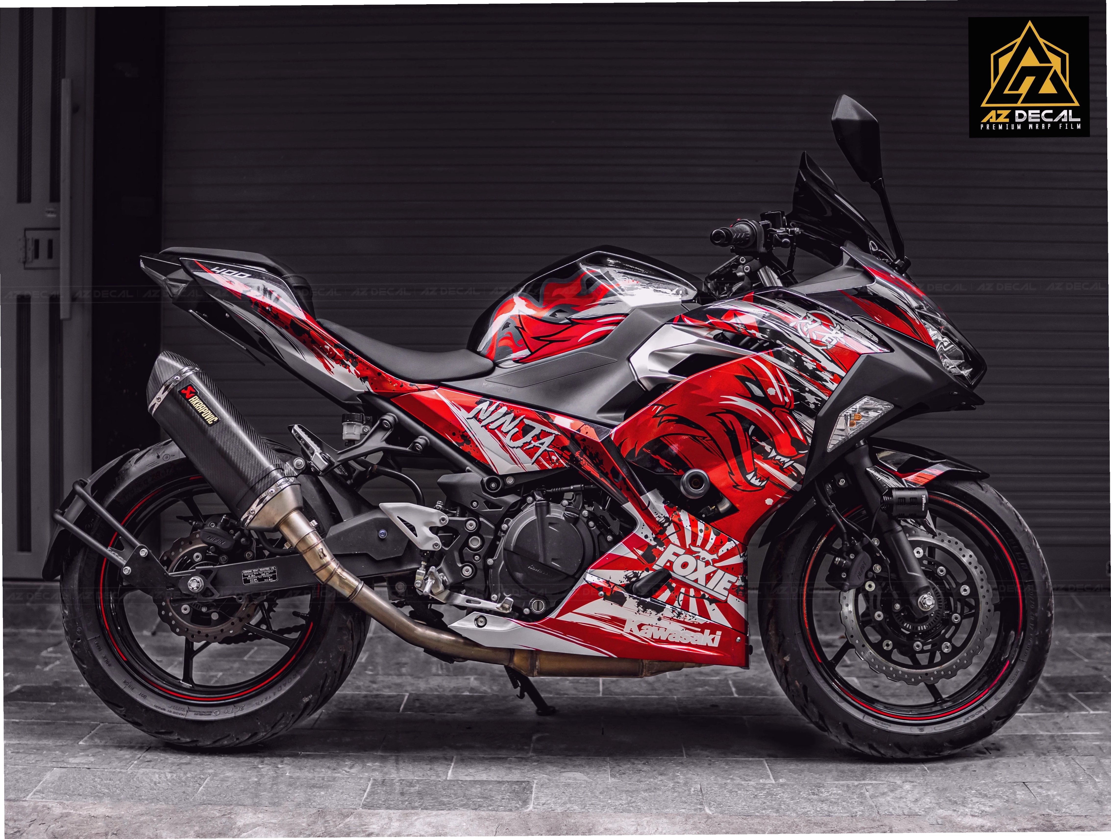 Decal xe Kawasaki Ninja 250/400 màu đỏ thể thao