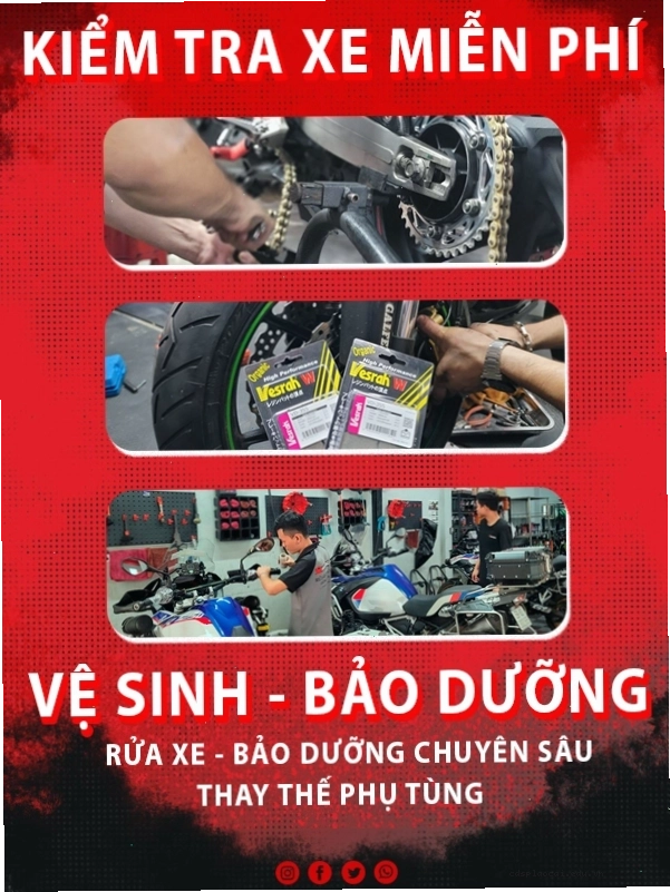 Dịch vụ bảo dưỡng xe PKL, bao gồm kiểm tra phuộc trước