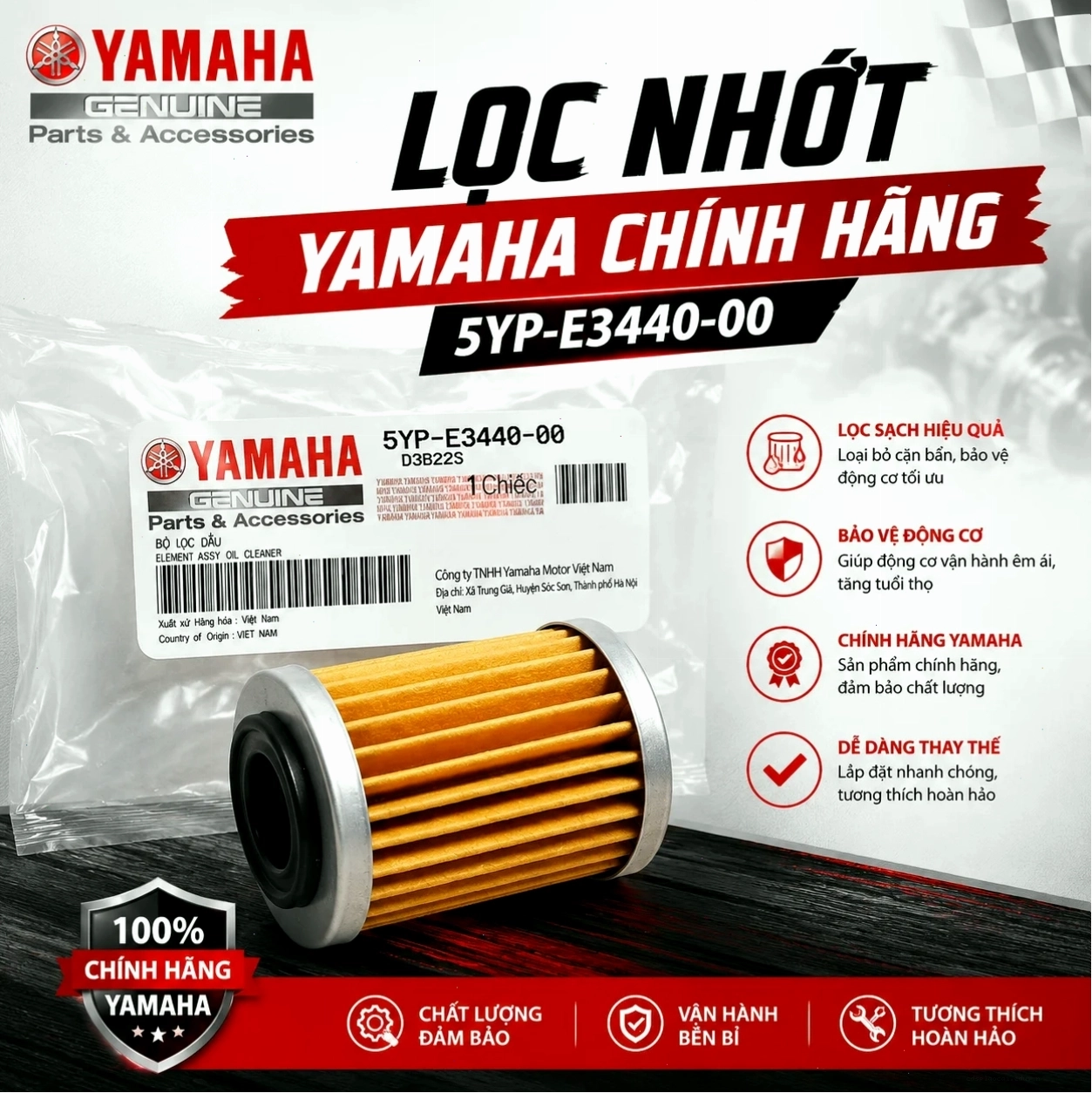 Hình ảnh minh họa lọc nhớt Yamaha Chính Hãng