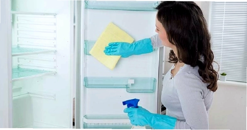 Hình ảnh minh họa quá trình vệ sinh bên trong tủ lạnh