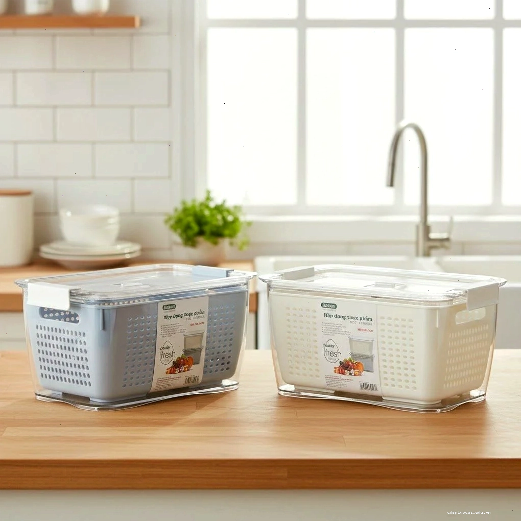 Hộp đựng rau củ có lỗ thoát nước và thoáng khí
