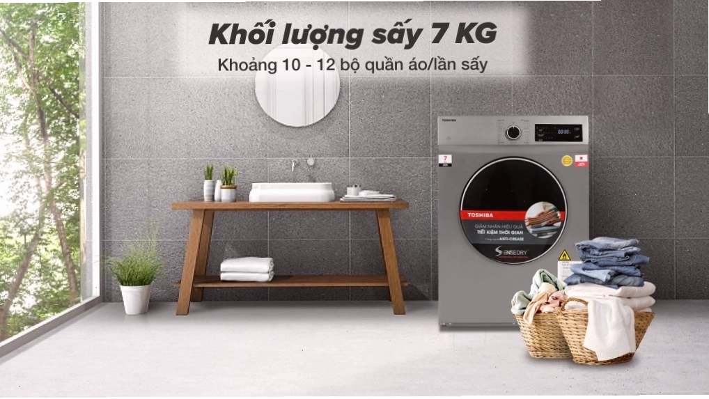 Khối lượng sấy 7kg phù hợp cho gia đình nhỏ