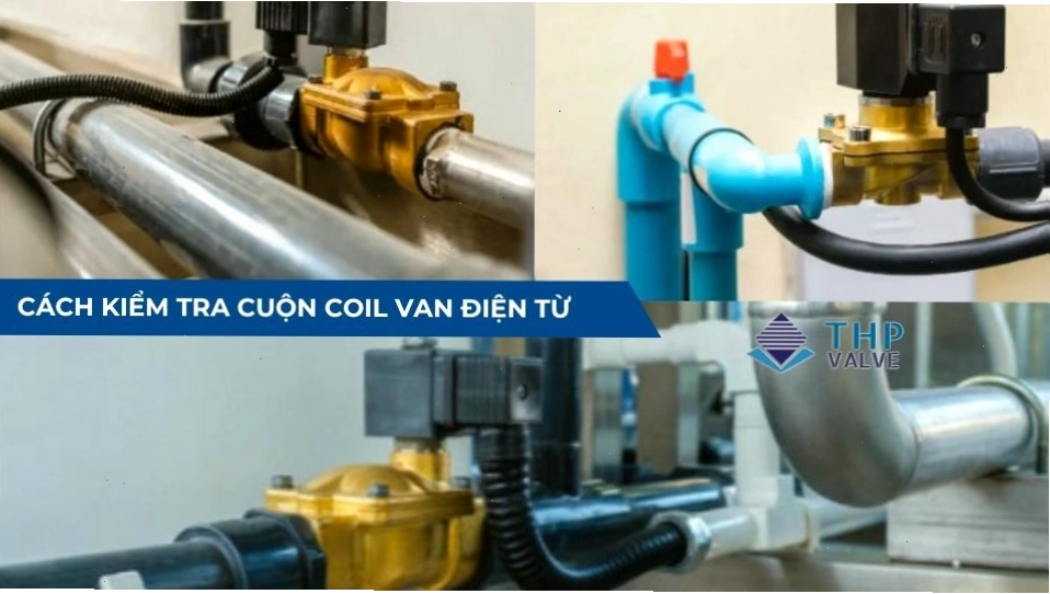 Kỹ thuật viên đang kiểm tra cuộn coil van điện từ bằng đồng hồ vạn năng