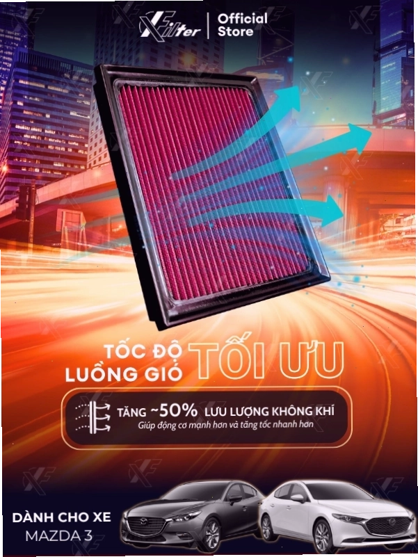Lọc gió động cơ Mazda 3 Xfilter, lọc máy bền bỉ