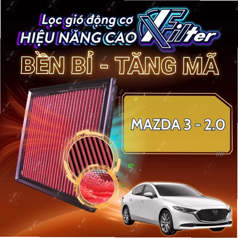 Lọc gió động cơ Mazda 3 Xfilter, lọc máy tăng lưu lượng gió nạp, độ bền cao
