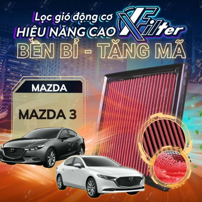 Lọc gió động cơ Mazda 3 Xfilter, lọc máy tăng lưu lượng gió nạp