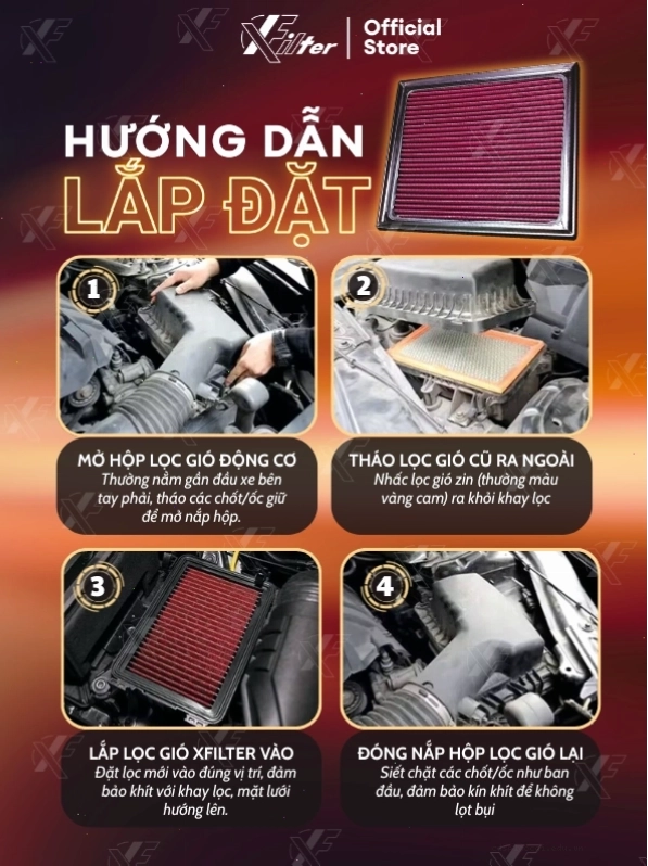 Lọc gió động cơ Mazda 3 Xfilter, lọc máy với độ bền cao
