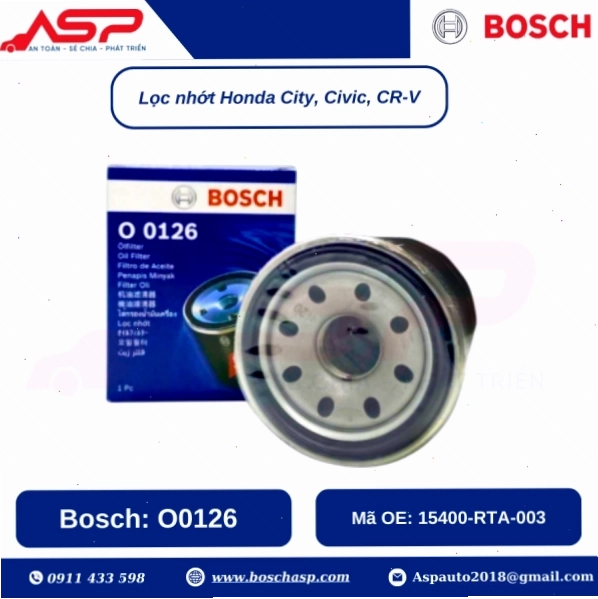 Lọc nhớt Bosch O0126 cho Honda City, Civic, CR-V