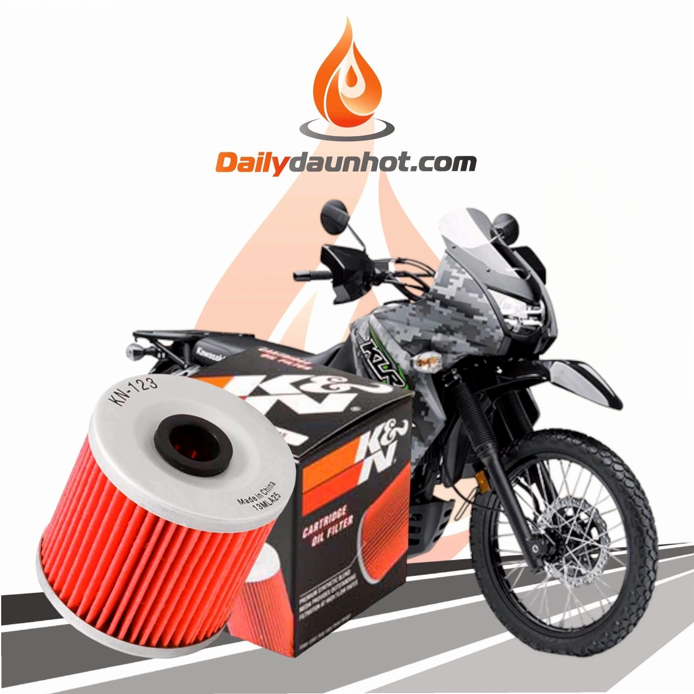 Lọc nhớt KN-123 cho Kawasaki KLR650