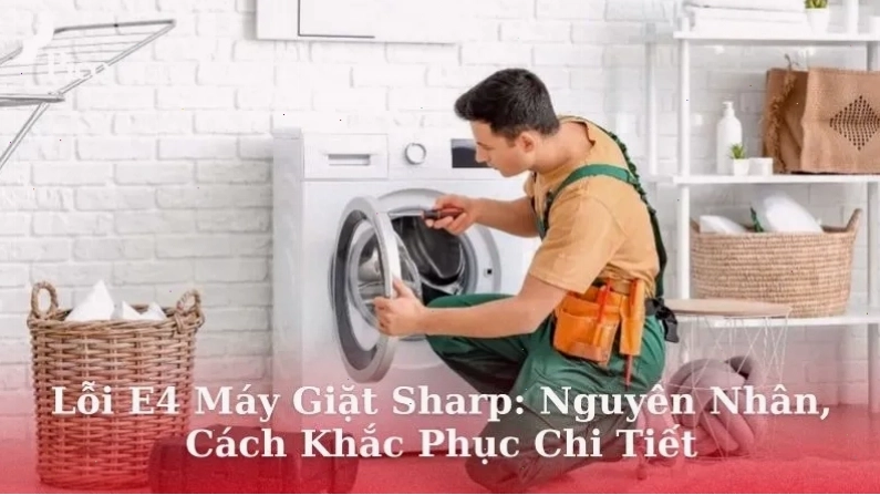 Lỗi E4 máy giặt Sharp nguyên nhân do bơm xả bị kẹt rác