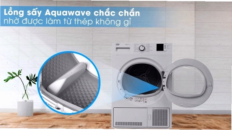Lồng sấy máy sấy Beko DU8133GA0W làm từ thép không gỉ, bền bỉ và an toàn