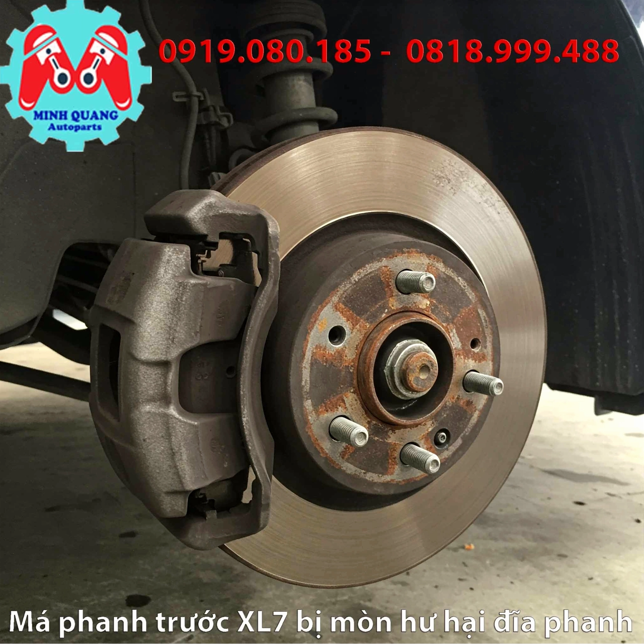 Má phanh trước XL7 bị mòn hỏng