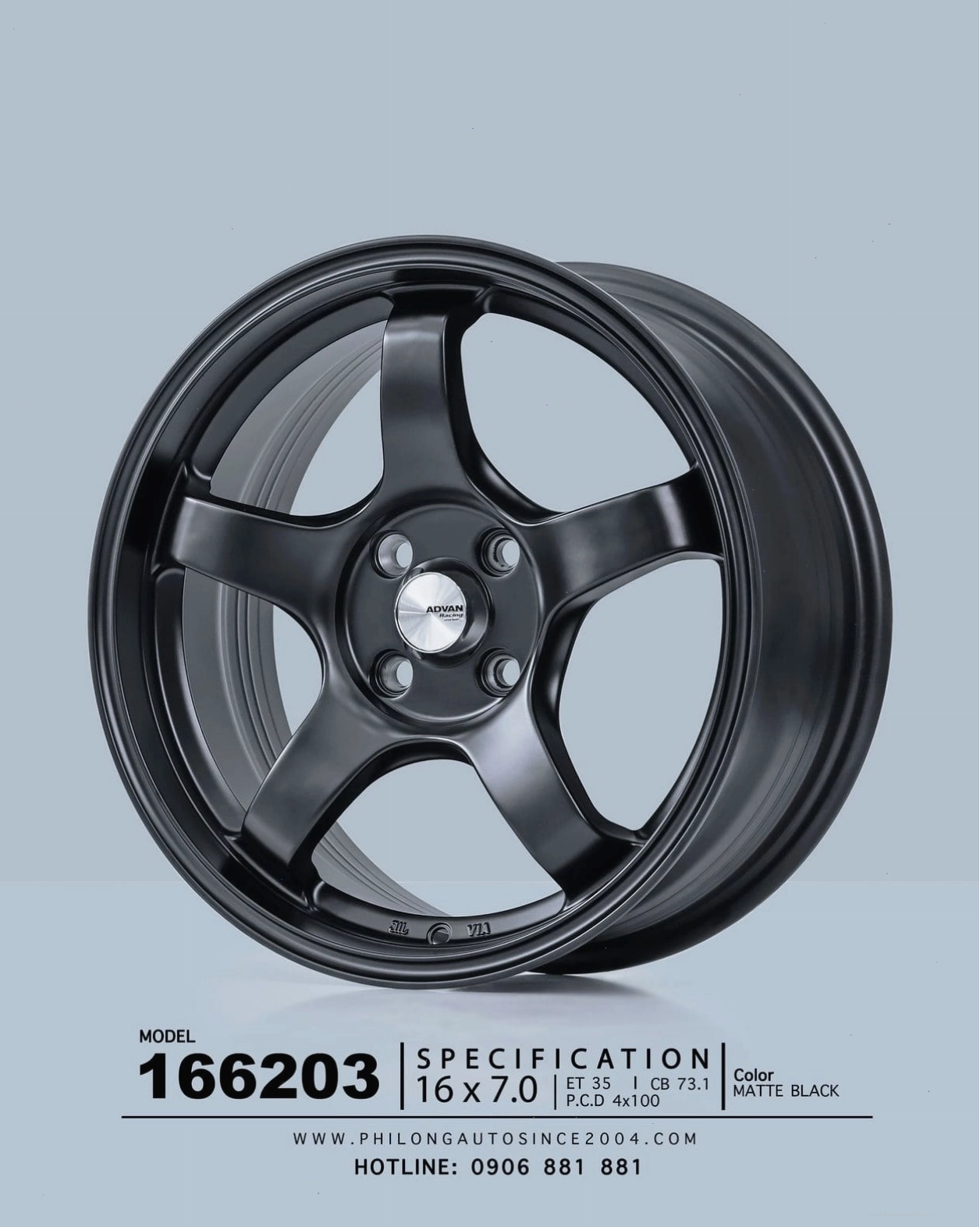 Mâm xe VinFast mẫu 166203 mâm đen mờ kích thước 16 inch