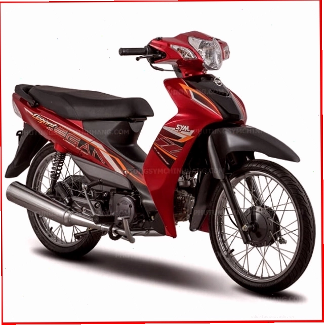 Mẫu tem xe Sym Elegant 50cc màu đỏ đen cá tính
