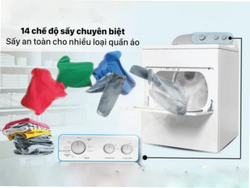 Máy sấy quần áo Whirlpool 3LWED4815FW có 14 chương trình sấy