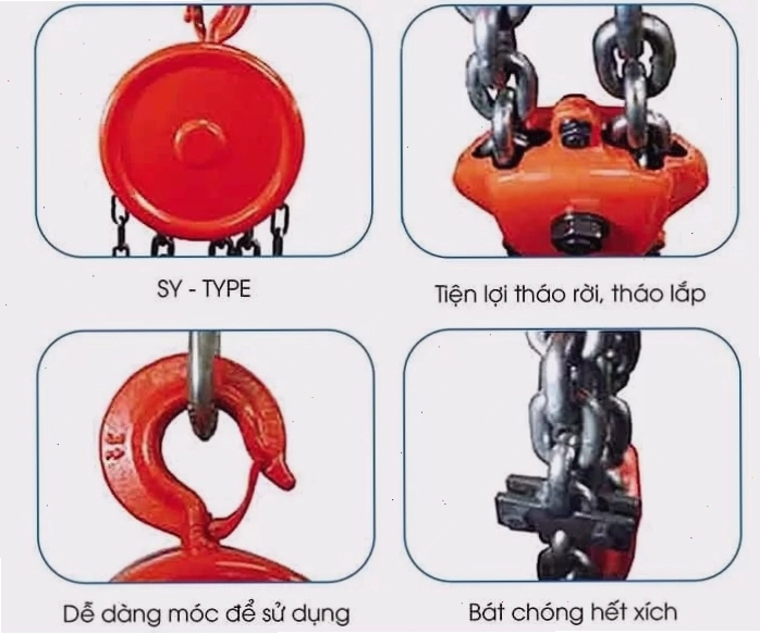 Mô hình hoạt động của xích tải Sanyang với cơ cấu kéo tay