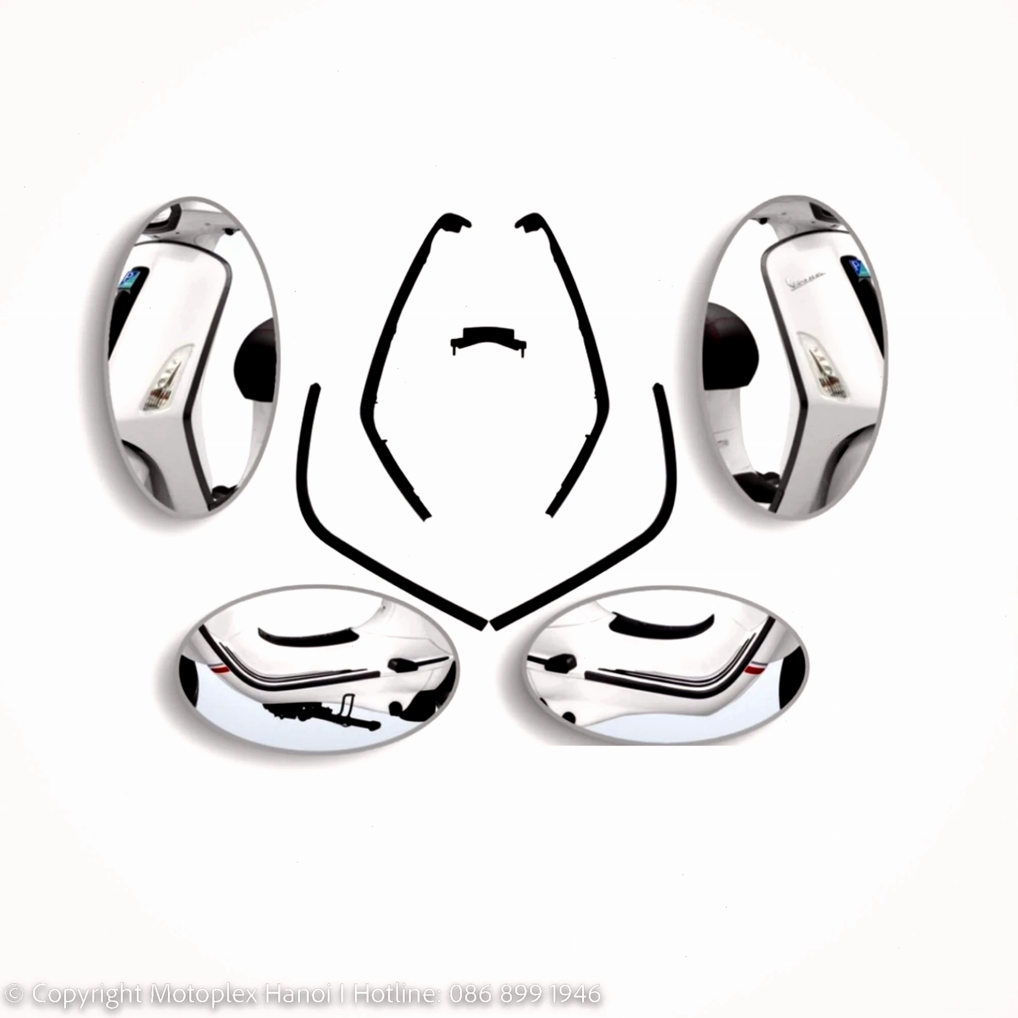 Nẹp viền yếm đen cho Vespa Primavera và Vespa Sprint chính hãng