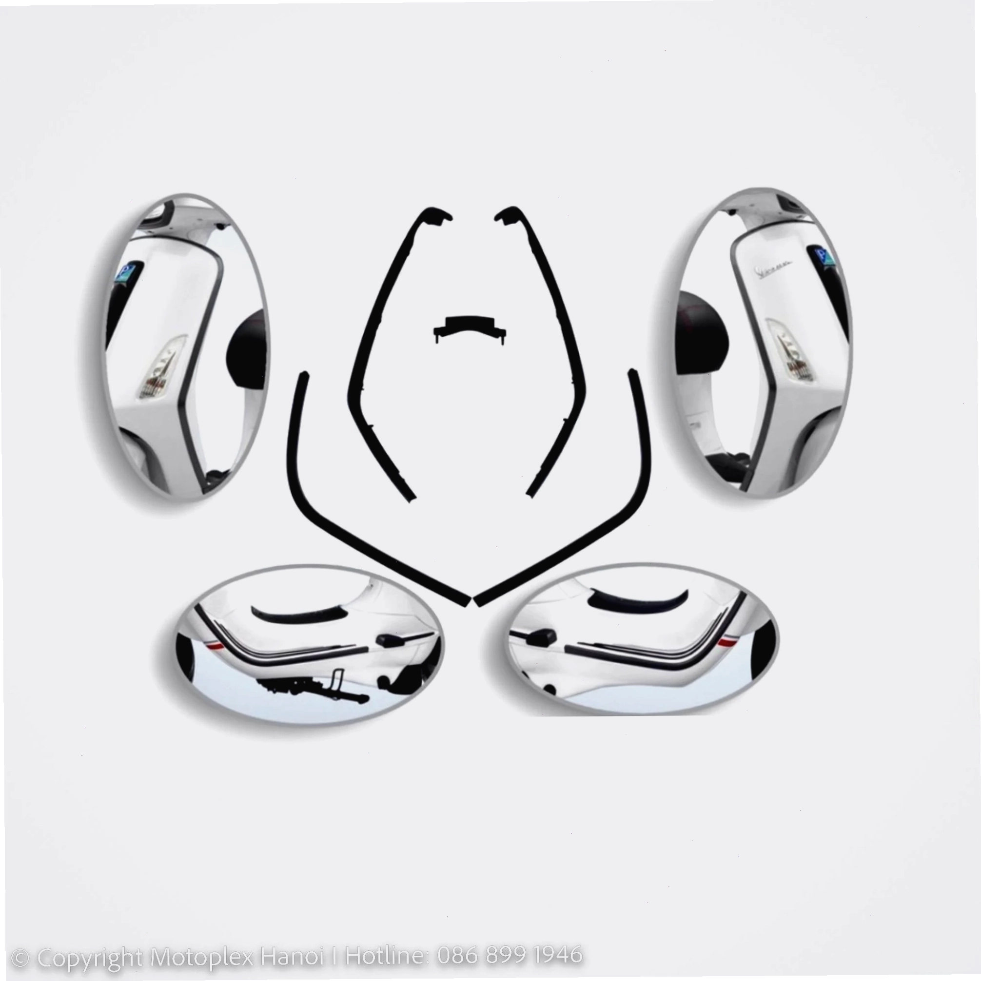Nẹp viền yếm xe Vespa Primavera và Vespa Sprint màu đen chính hãng