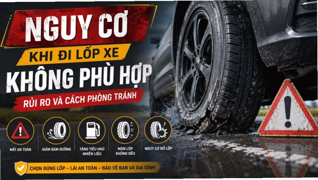Nguy cơ khi sử dụng lốp xe không phù hợp với thông số kỹ thuật