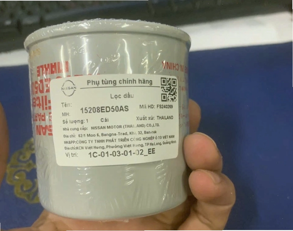 Tem chống hàng giả trên lọc nhớt Nissan chính hãng