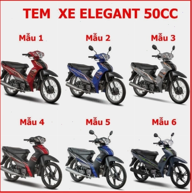 Tem xe Sym Elegant 50cc với họa tiết hoa văn tinh tế