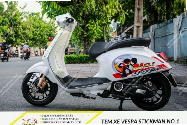 Tem xe Vespa Stickman No.1 độc đáo và ngộ nghĩnh