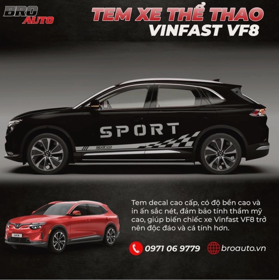 Tem xe VinFast VF8 với phong cách thiết kế độc đáo
