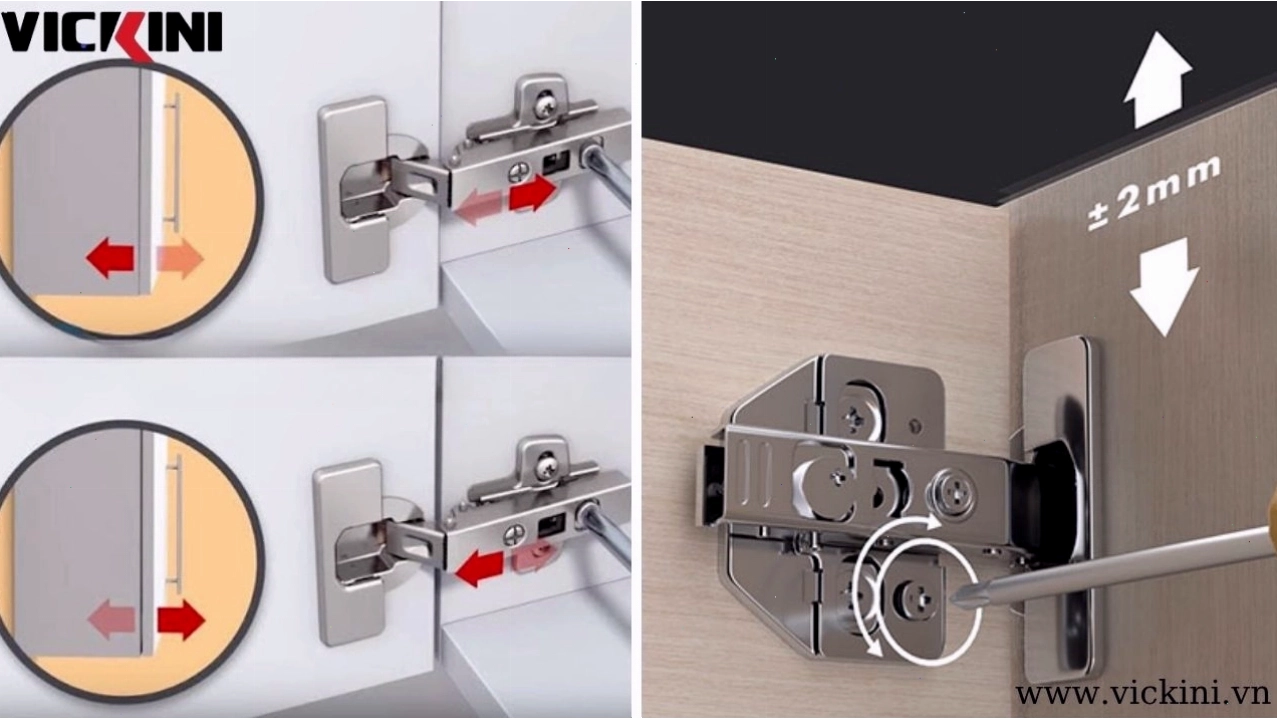 Thực hiện điều chỉnh bản lề tủ