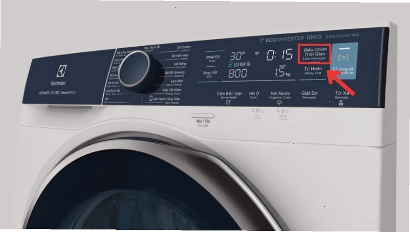 Tính năng hẹn giờ Time Manager trên máy giặt Electrolux giúp điều chỉnh thời gian giặt linh hoạt