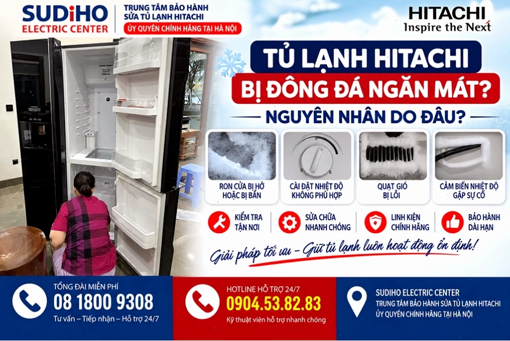 Tủ lạnh Hitachi bị đông đá ngăn mát do lỗi hệ thống xả đá